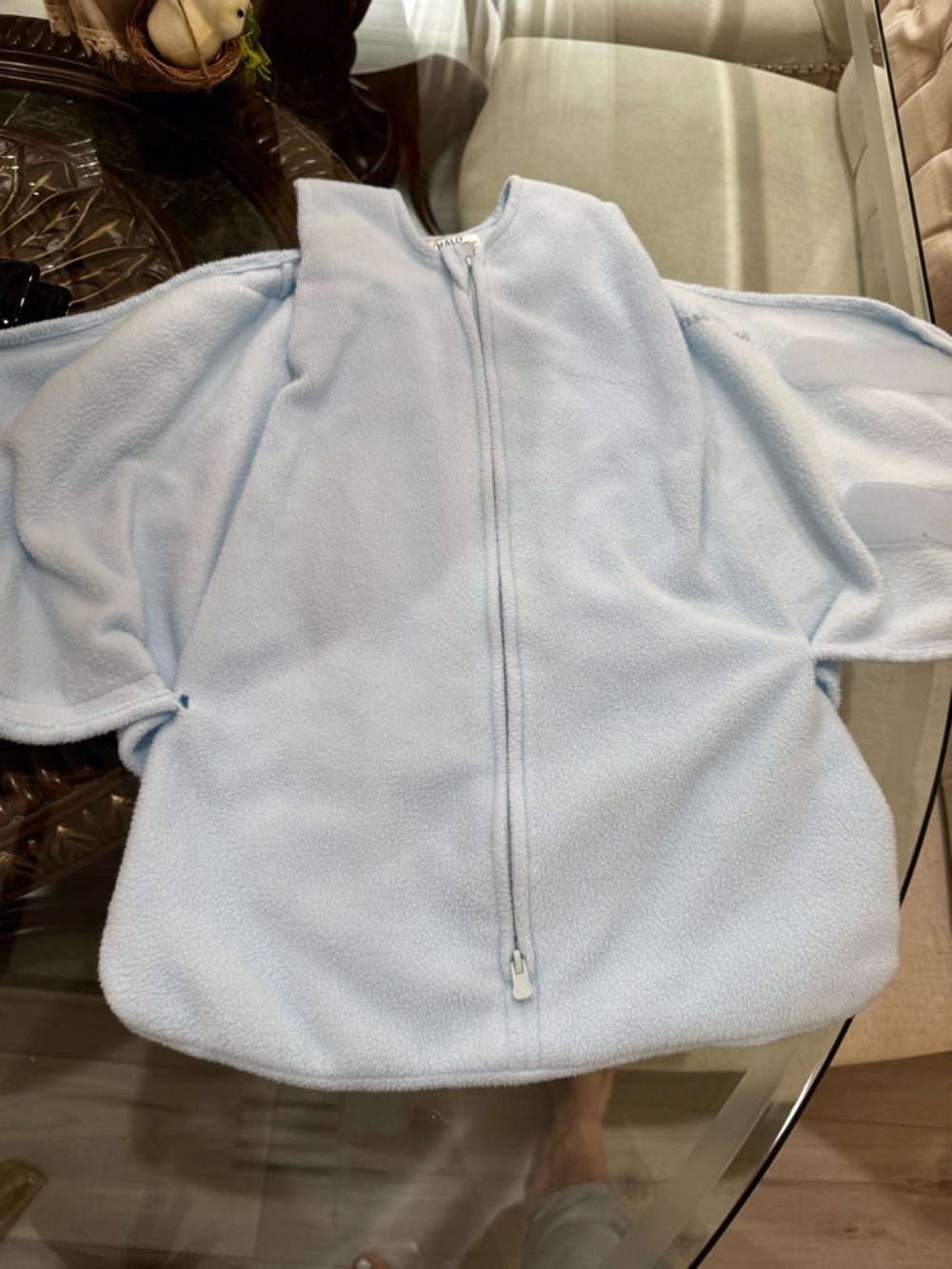 Halo Light Blue Kids Fleece swaddle Zip-Up